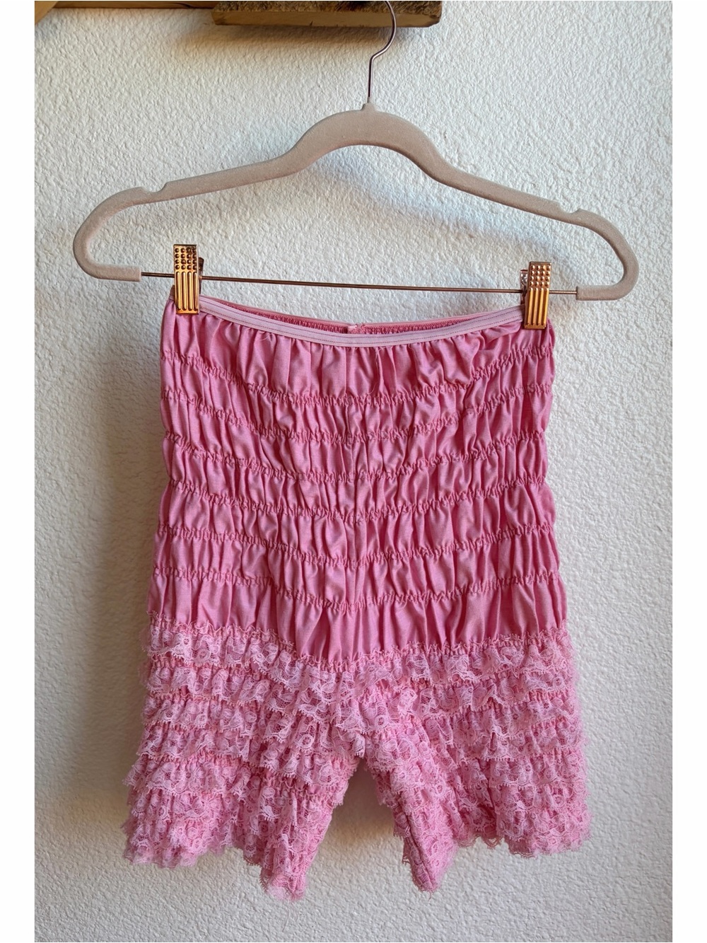 Vintage Hand Dyed Pink Ruffle Bloomer Pettipants XS SM MD